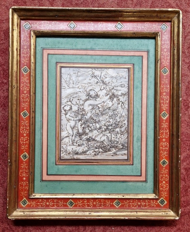 18th Century Italian School Venus And Love Pen And Wash Drawing-photo-3