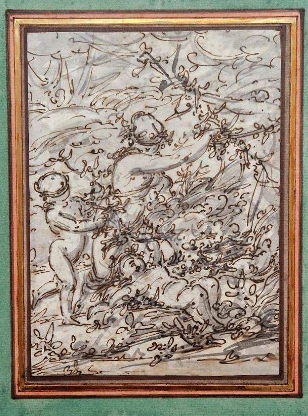 18th Century Italian School Venus And Love Pen And Wash Drawing