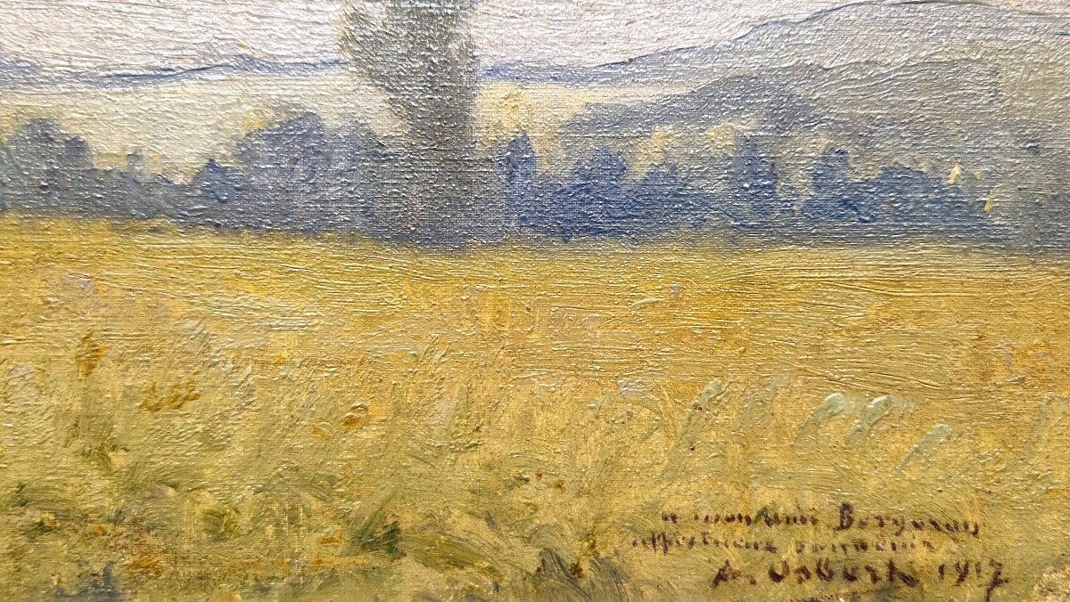 Alphonse Osbert 1857-1939 Peuplier sous le vent Huile sur carton-photo-4