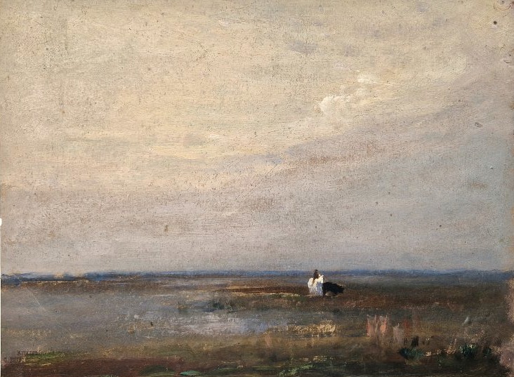 Georges Ricard-Cordingley 1873-1939  Paysage de Camargue Huile sur papier