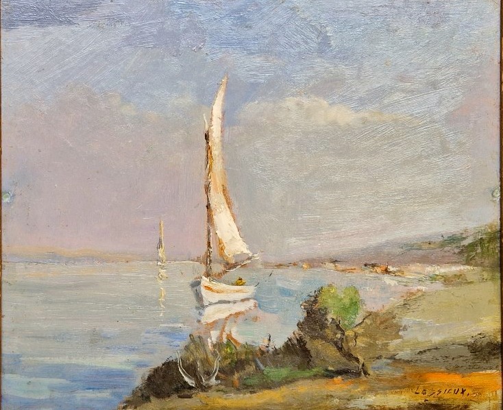 Ernest Lessieux 1848–1925 Sailboat On The Atlantic Coast Oil On Cardboard-photo-2