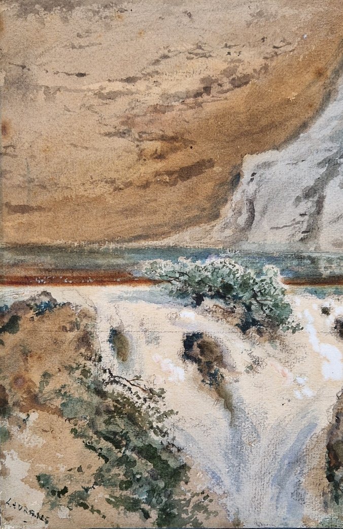 Joseph Bonaventure Laurens 1801-1890 Le torrent Aquarelle et gouache-photo-2