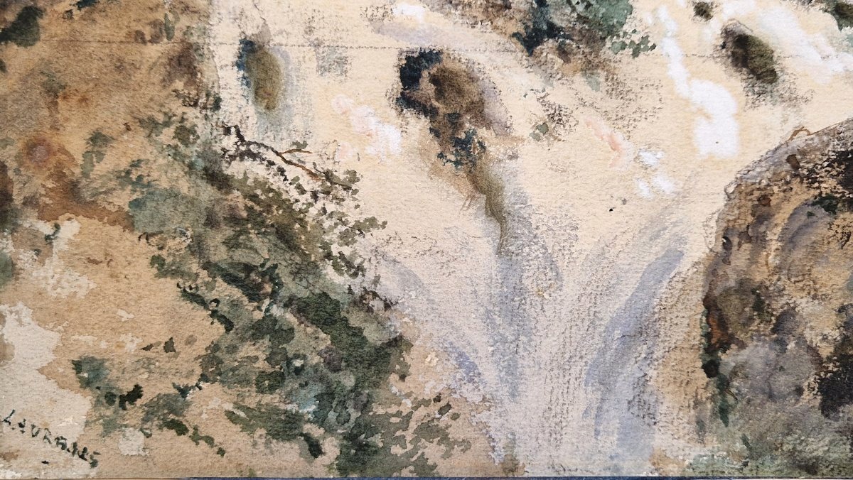 Joseph Bonaventure Laurens 1801-1890 Le torrent Aquarelle et gouache-photo-1