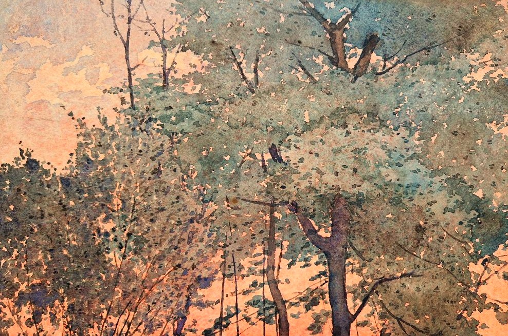 Ernest Designolle 1850-1941 Rivière au crépuscule Aquarelle-photo-1