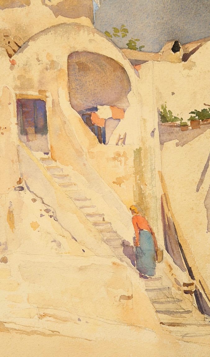 Jean Lefeuvre 1882–1975 House In Capri Watercolor-photo-2