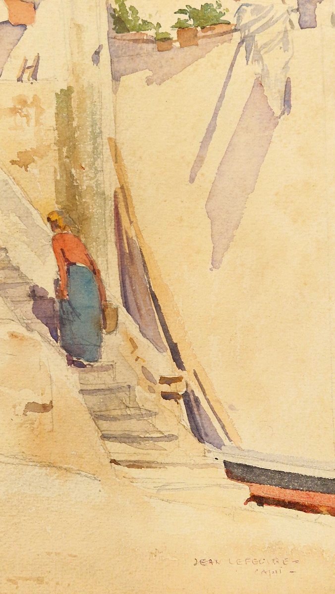 Jean Lefeuvre 1882–1975 House In Capri Watercolor-photo-3
