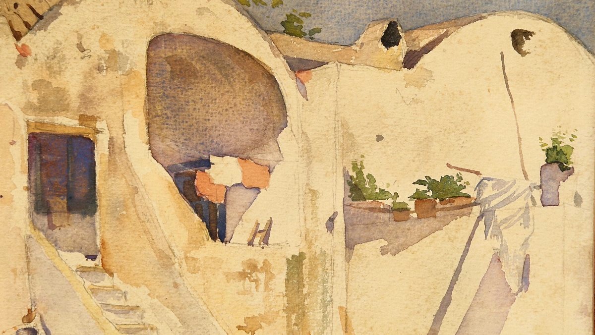 Jean Lefeuvre 1882–1975 House In Capri Watercolor-photo-1