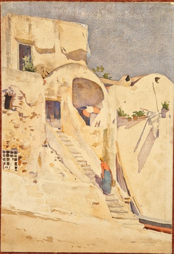 Jean Lefeuvre 1882–1975 House In Capri Watercolor