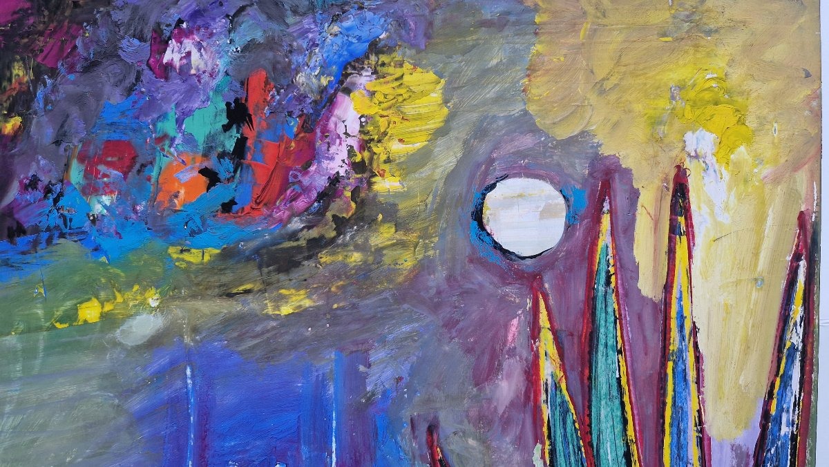 Daniil Andreevitch Solojef 1908-1994 Paquebot à Cannes Acrylique sur papier-photo-4