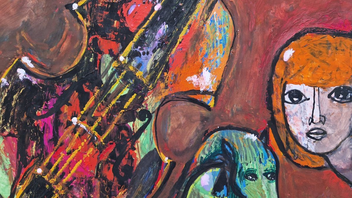 Daniil Andreevich Solojeff 1908–1994 Face, Violin, Horse. Gouache-photo-3