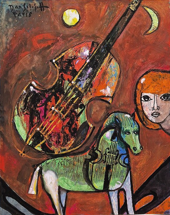 Daniil Andreevich Solojeff 1908–1994 Face, Violin, Horse. Gouache