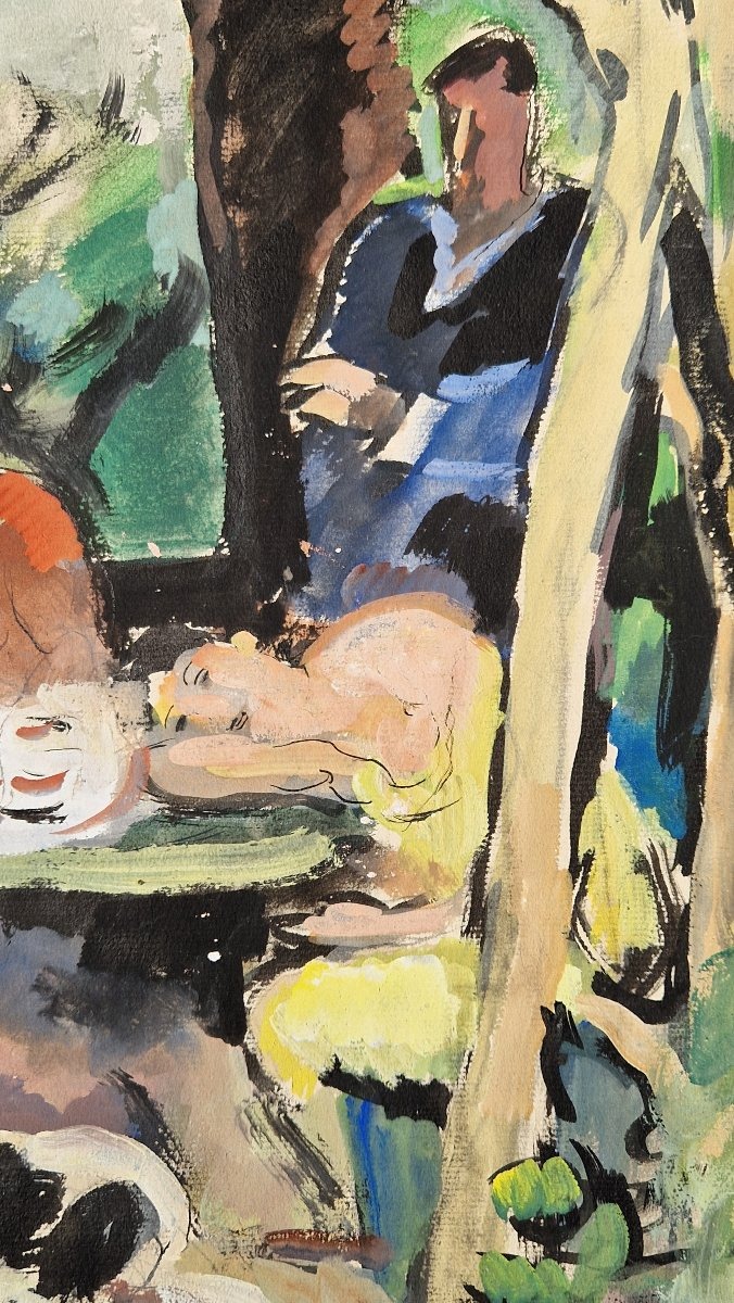 André Planson 1898–1981 *café Under The Pergola* Gouache-photo-3