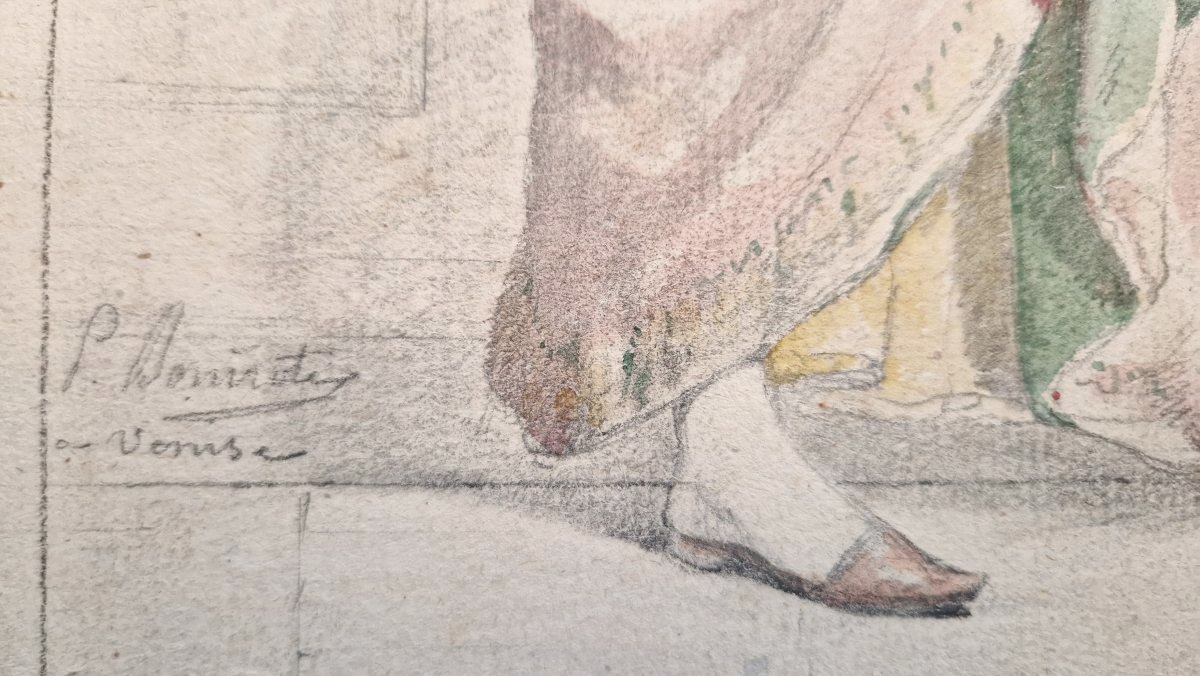 Pierre Bonirote 1811-1891 A Venise Aquarelle-photo-1