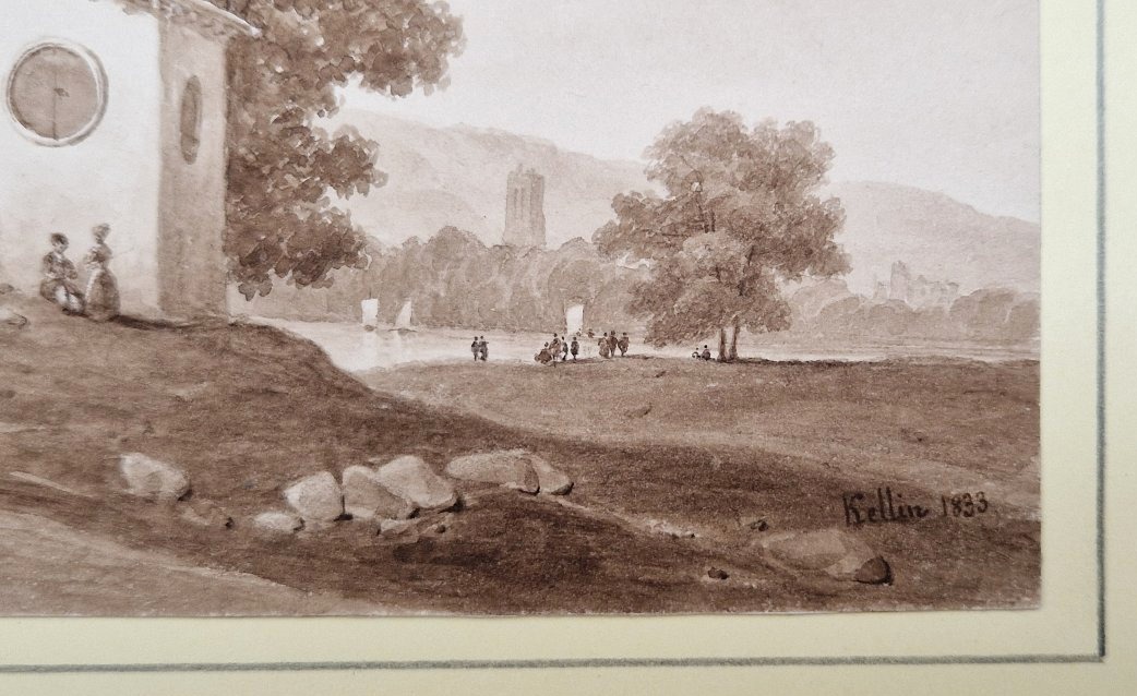 Nicolas Joseph Kellin 1789-1858 Maison à Romanville Lavis d'encre brune-photo-4