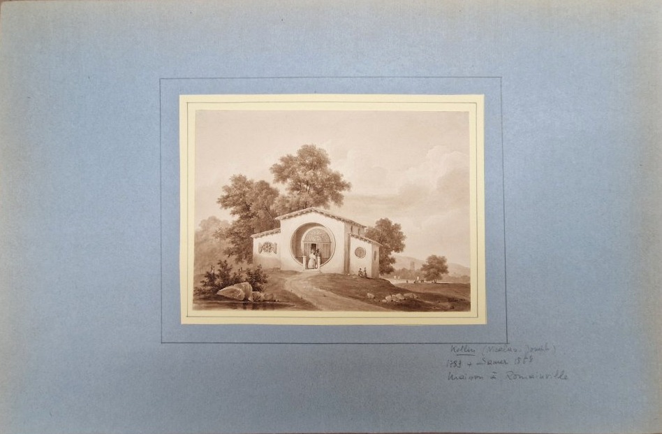 Nicolas Joseph Kellin 1789-1858 Maison à Romanville Lavis d'encre brune-photo-1