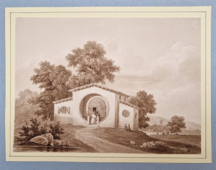 Nicolas Joseph Kellin 1789-1858 Maison à Romanville Lavis d'encre brune