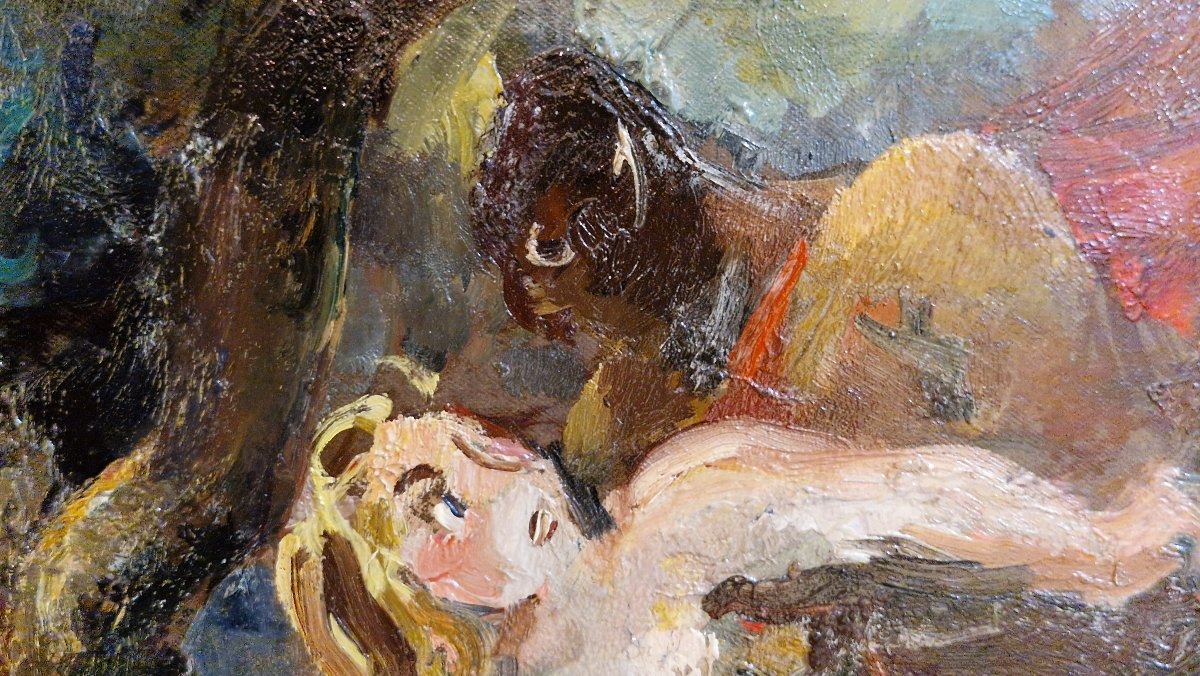 André Planson 1898-1981 Scène mythologique Huile sur panneau-photo-1