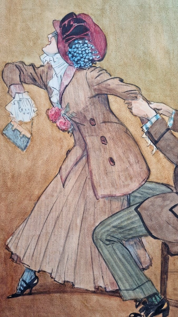 Albert Jarach 1874–1962 On A Visit Watercolor-photo-2