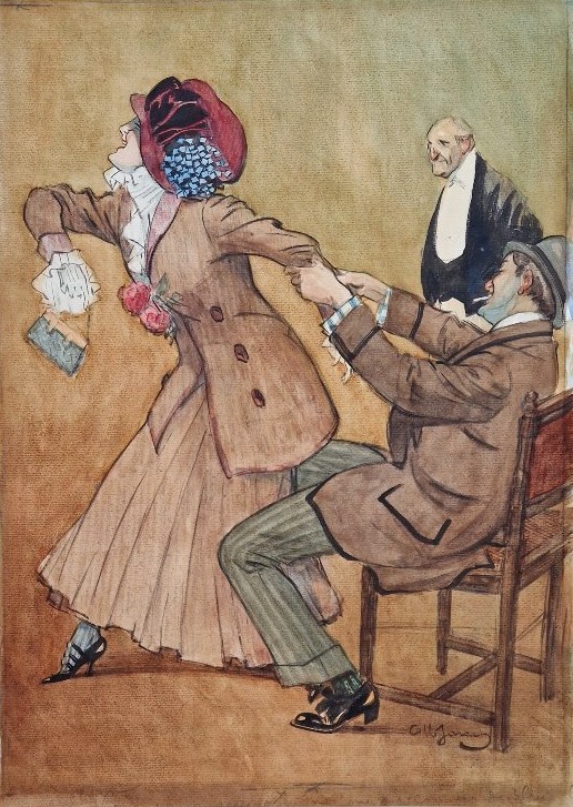 Albert Jarach 1874–1962 On A Visit Watercolor