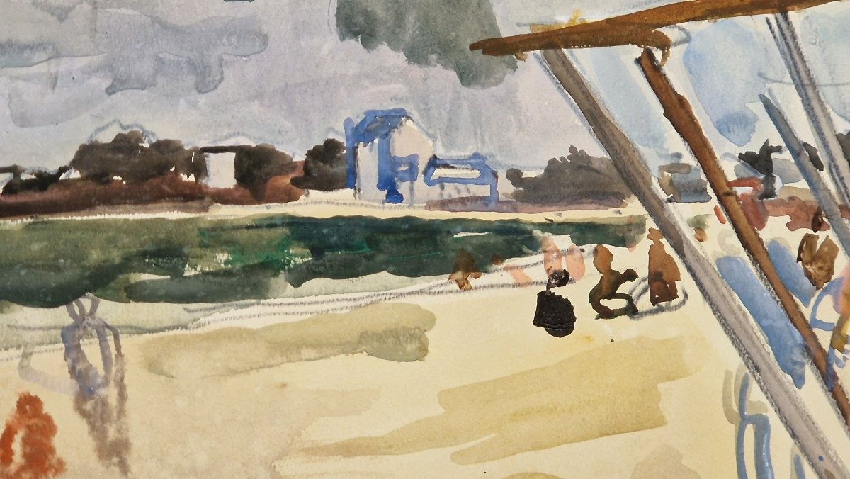 André Planson 1898–1981 On The Beach Watercolor And Gouache-photo-2