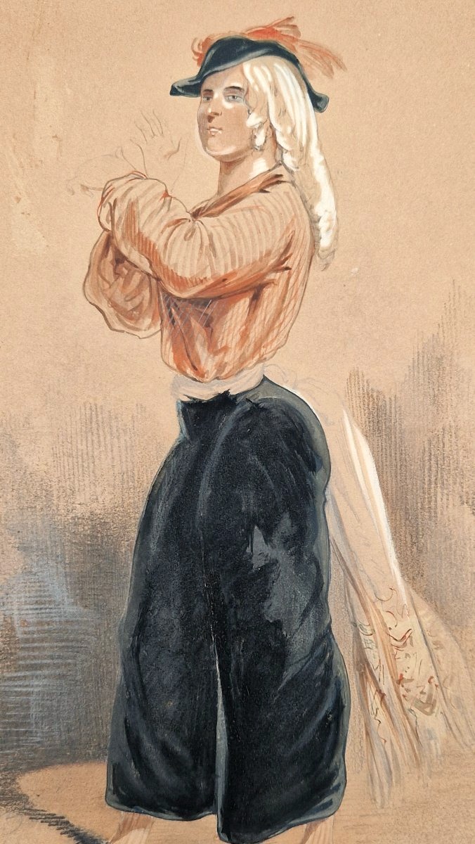 Paul Gavarni 1804–1866 Dancer Watercolor And Gouache-photo-2