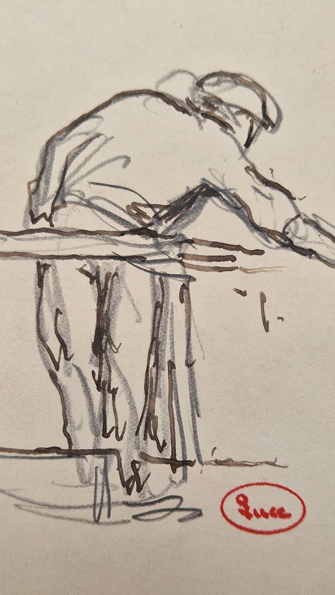 Maximilien Luce 1858–1941 Three Street Scenes Pencil And Pen Drawings-photo-1