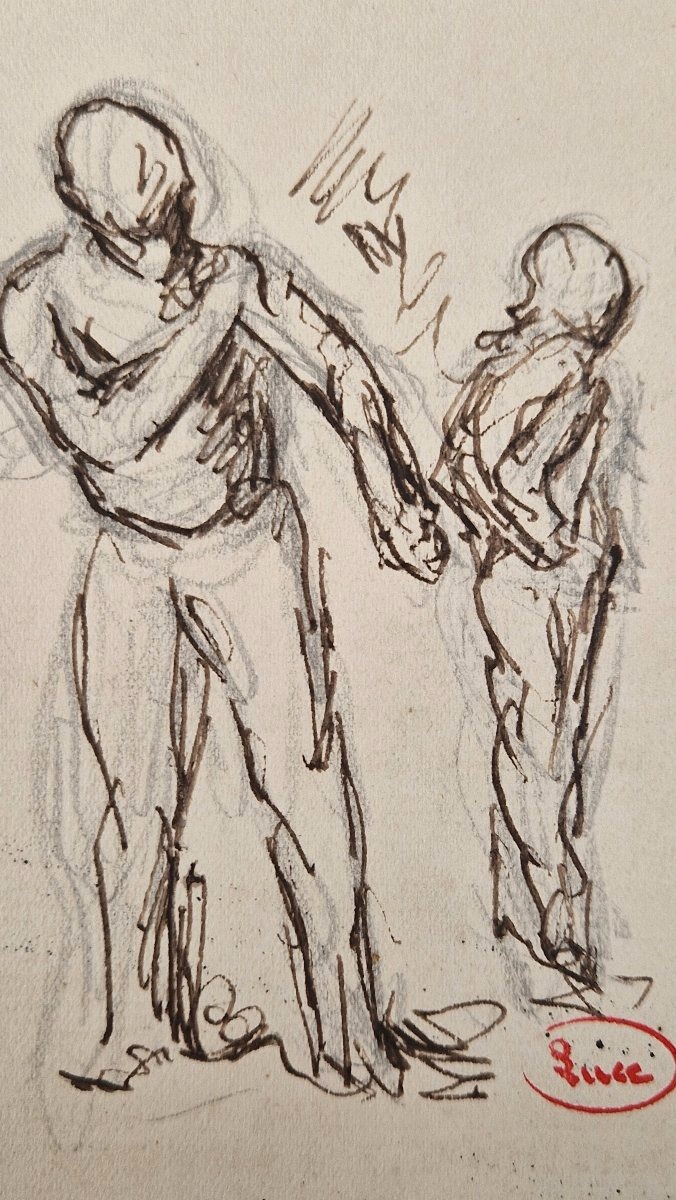 Maximilien Luce 1858–1941 Three Street Scenes Pencil And Pen Drawings-photo-2