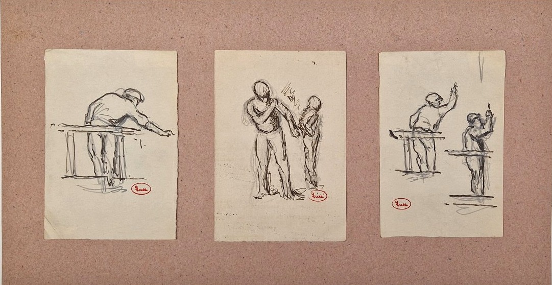 Maximilien Luce 1858–1941 Three Street Scenes Pencil And Pen Drawings