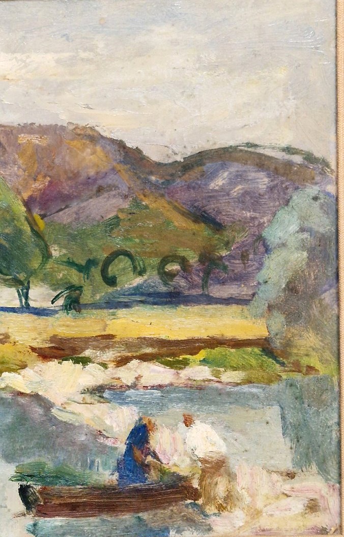 André Planson 1898-1981 Paysage à la barque Huile sur carton-photo-4
