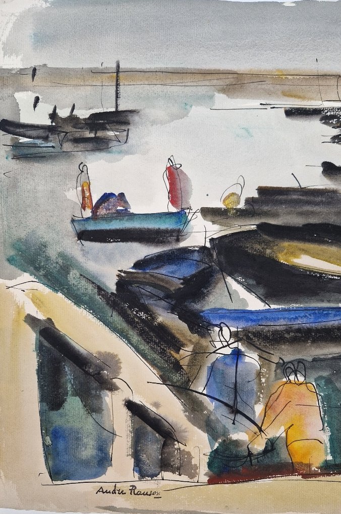 André Planson 1898-1981 Port breton Aquarelle et gouache-photo-2