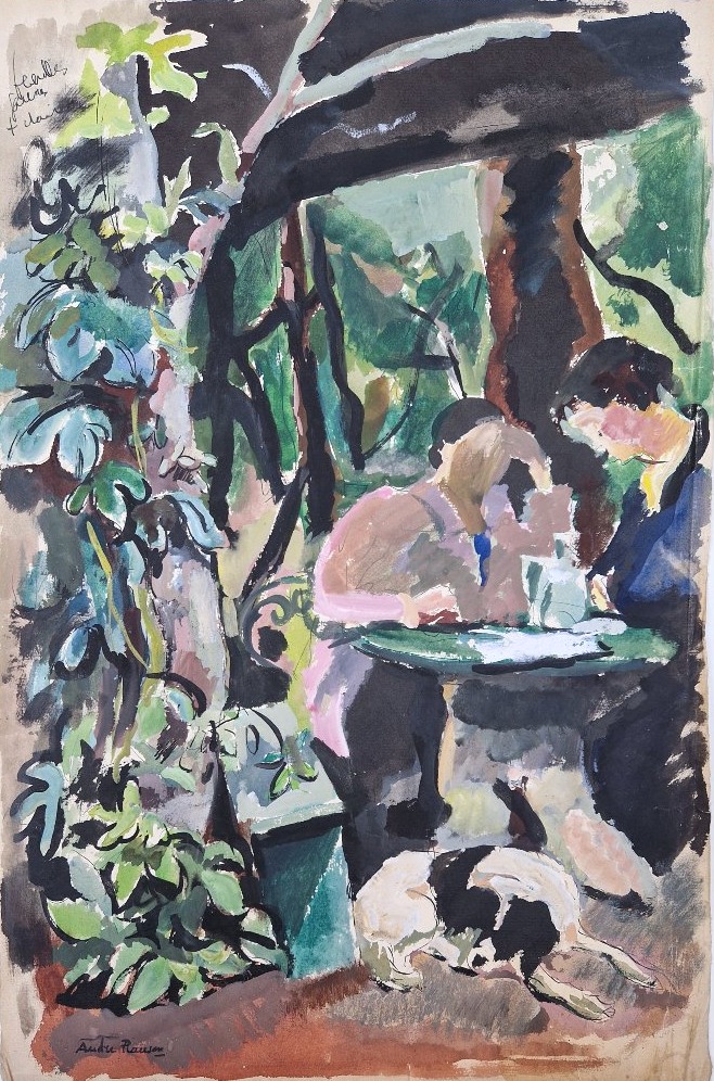 André Planson 1898–1981 Lunch Under The Pergola Gouache