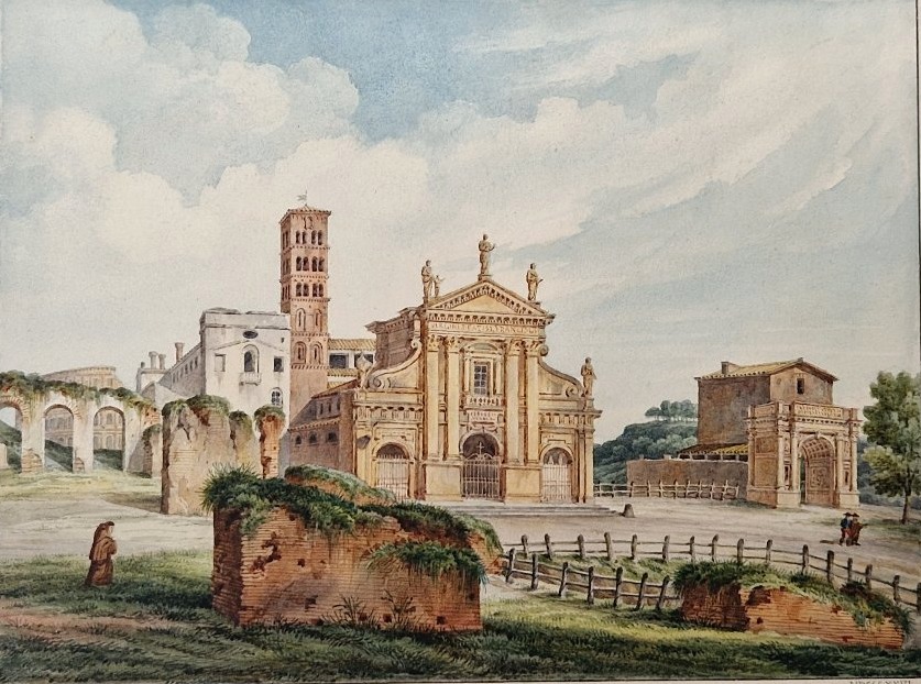 Karl Ludwig von Zanth La Basilique Sainte Françoise Romaine à Rome Aquarelle-photo-2