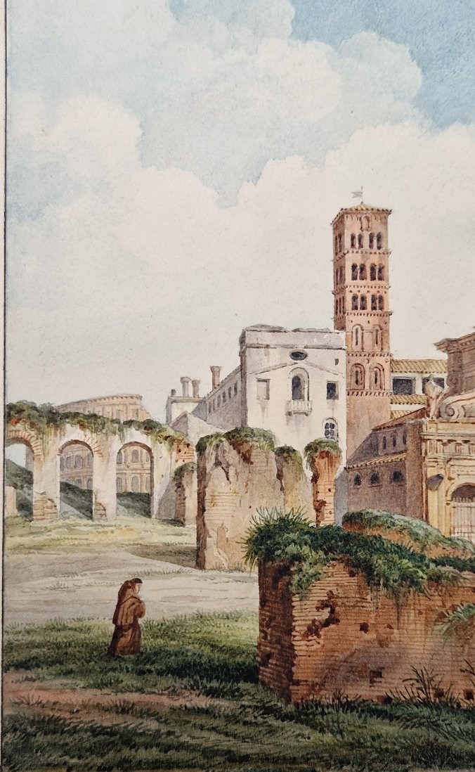 Karl Ludwig von Zanth La Basilique Sainte Françoise Romaine à Rome Aquarelle-photo-3
