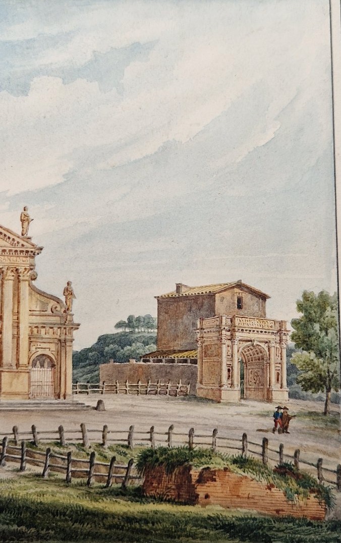 Karl Ludwig von Zanth La Basilique Sainte Françoise Romaine à Rome Aquarelle-photo-1