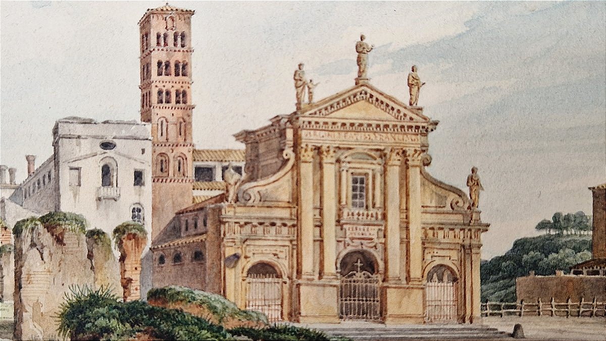 Karl Ludwig von Zanth La Basilique Sainte Françoise Romaine à Rome Aquarelle-photo-2