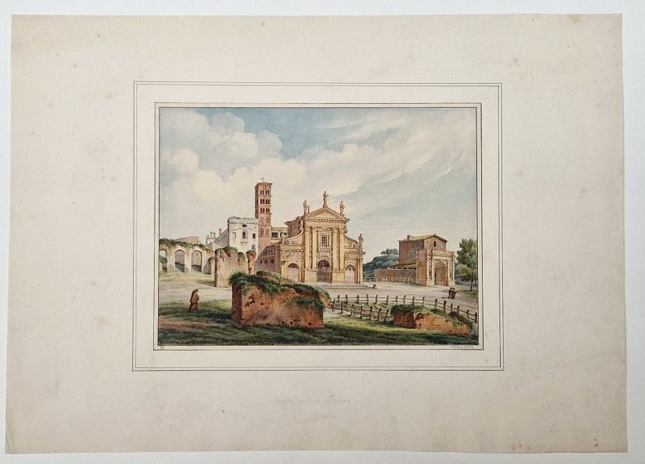 Karl Ludwig von Zanth La Basilique Sainte Françoise Romaine à Rome Aquarelle-photo-4