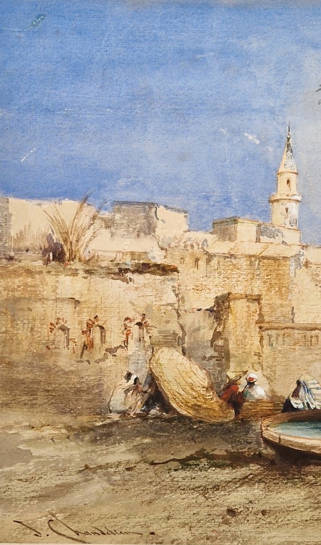 Jules Michel Chandelier, 1813–1871, *rest At The Fountain*, Watercolor-photo-3