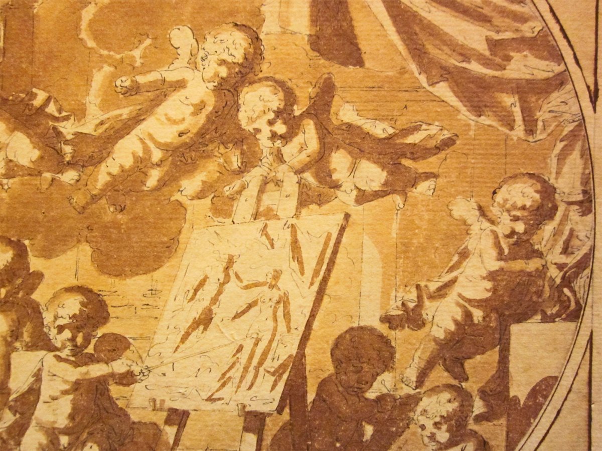 Louis Félix De La Rue 1730-1777 Allegory Of Putti Painting-photo-2