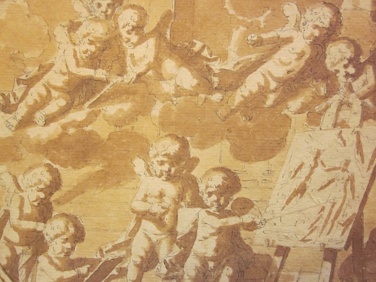 Louis Félix De La Rue 1730-1777 Allegory Of Putti Painting-photo-3