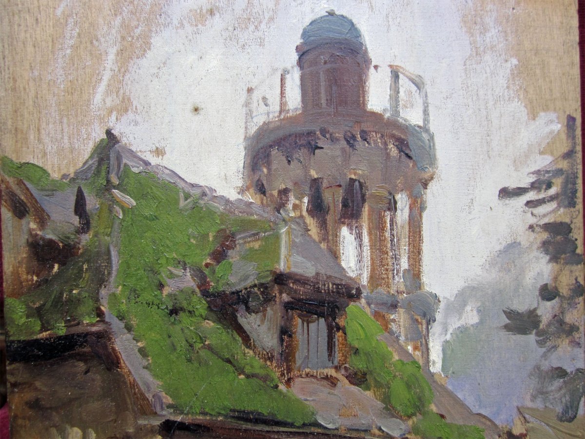 Alexandre Bailly 1866-1949 Le Petit Trianon Versailles Huile Sur Panneau-photo-2