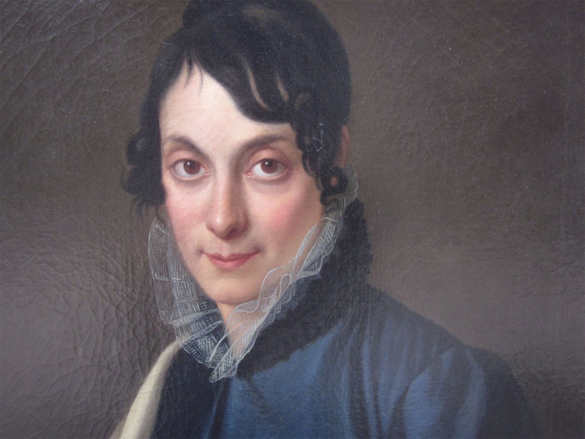 Alexandre Bally 1764-1835 Portrait De Femme Huile Sur Toile-photo-2