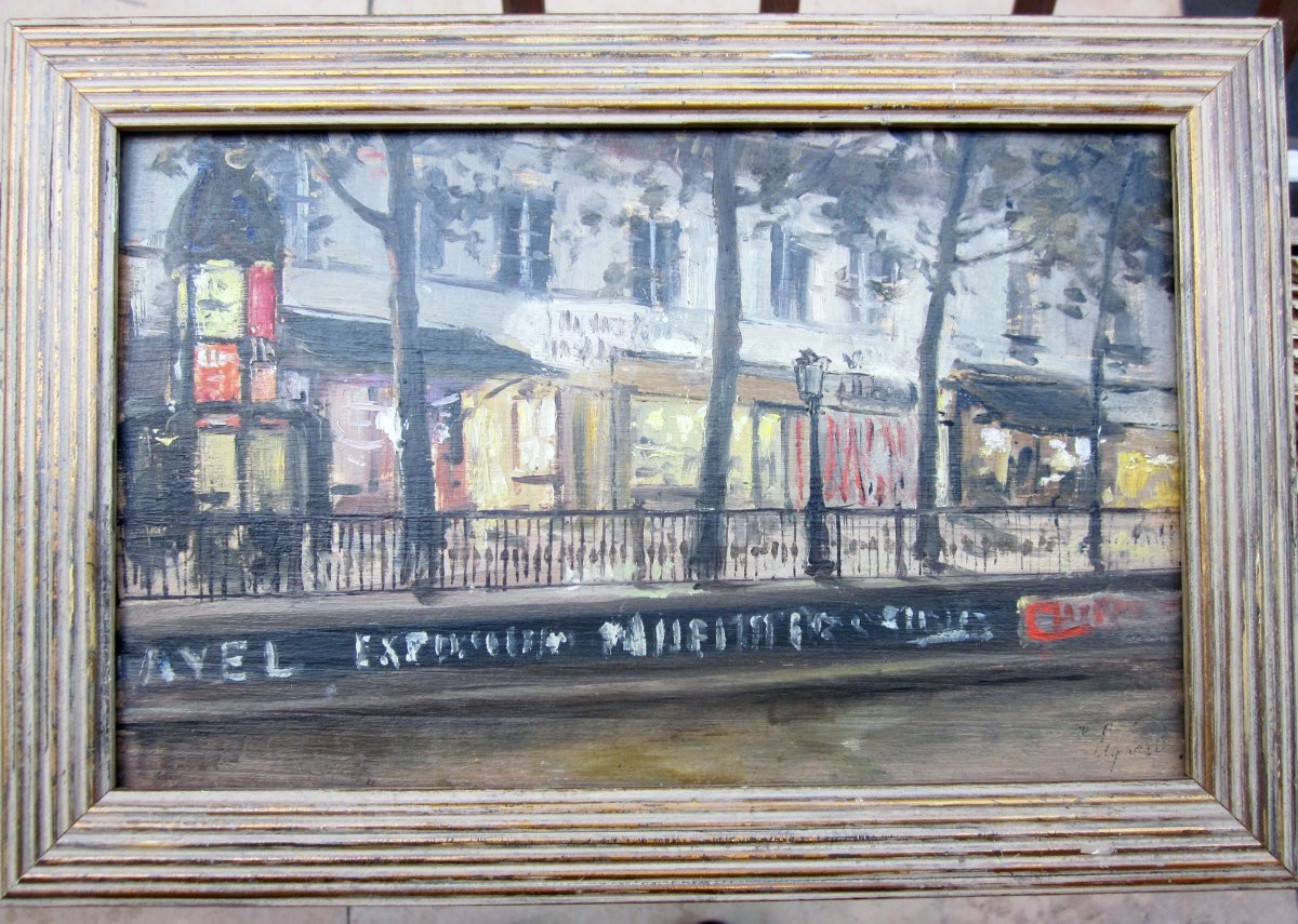 Alexandre Bailly 1866-1949 Le Boulevard Saint Martin Paris Oil On Panel-photo-4
