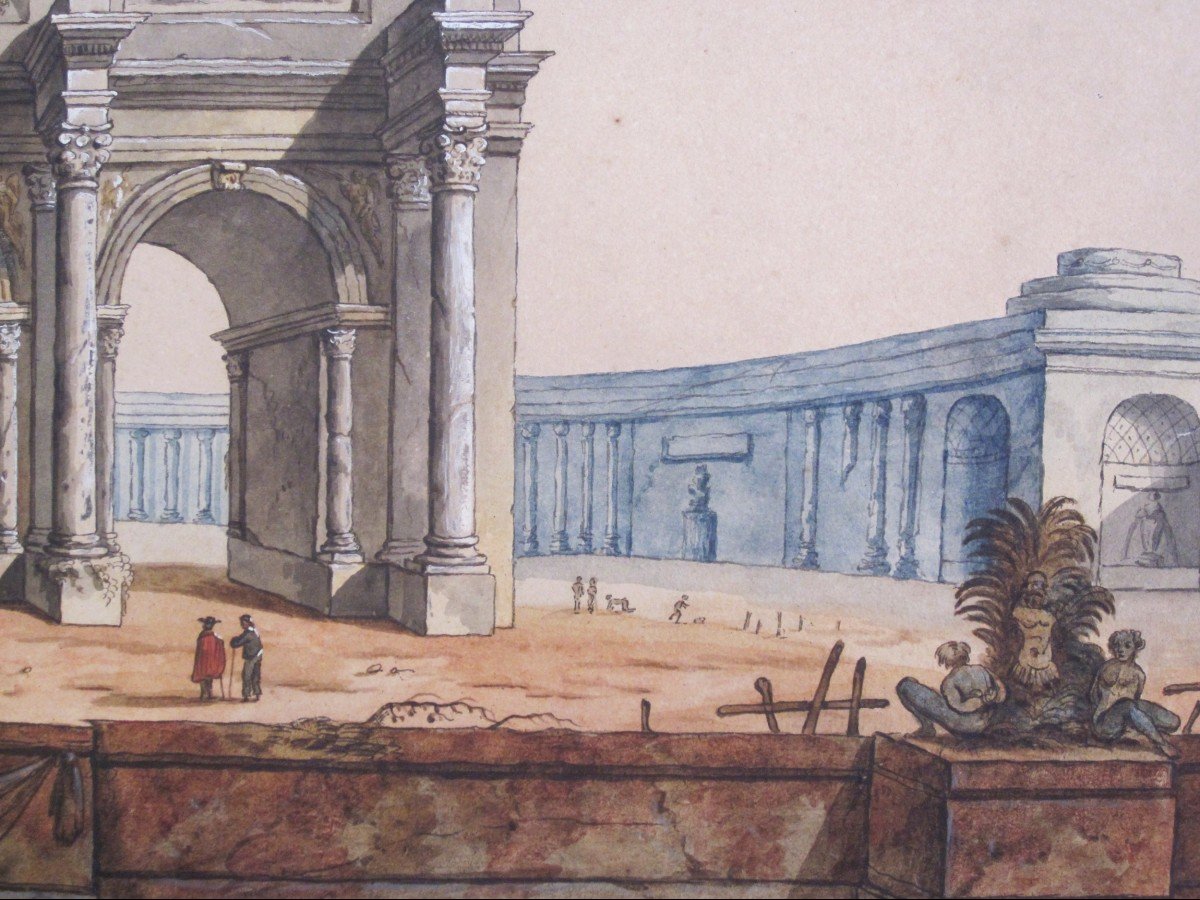 Theater Of The Ancient Romans Watercolor Early 19th Century-photo-4