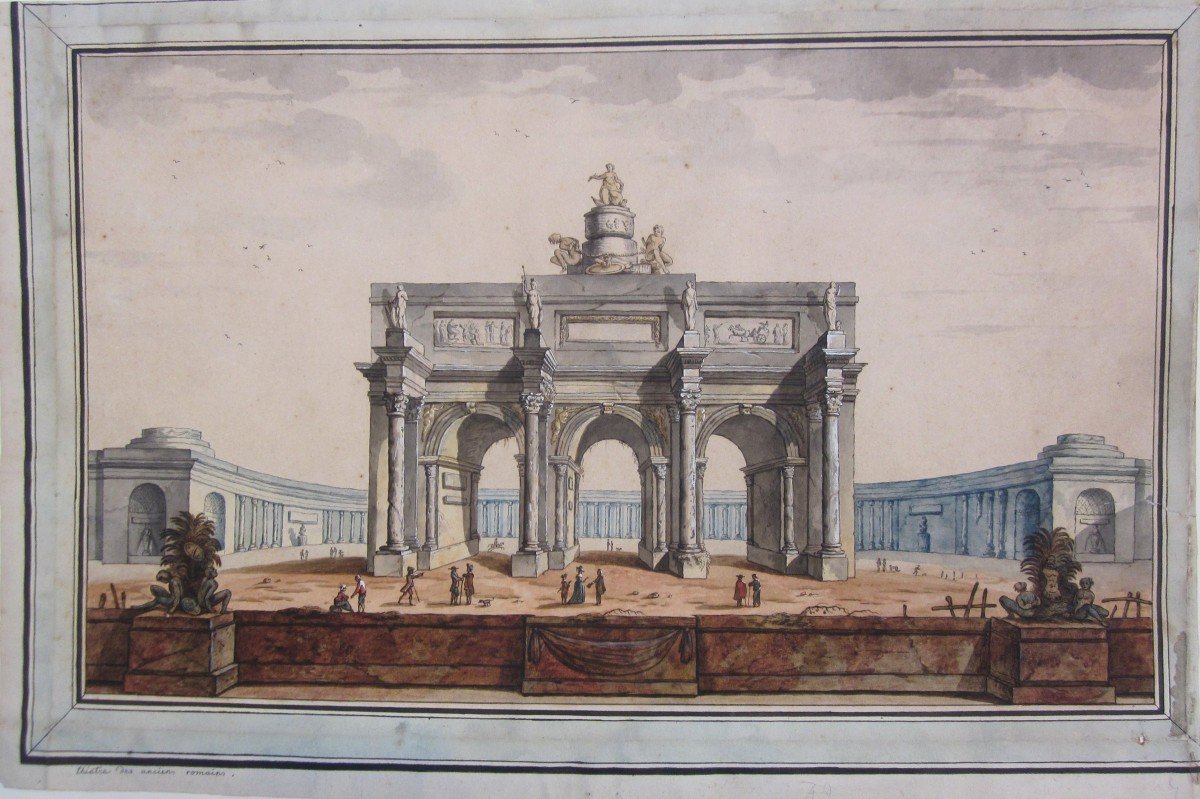 Theater Of The Ancient Romans Watercolor Early 19th Century-photo-1