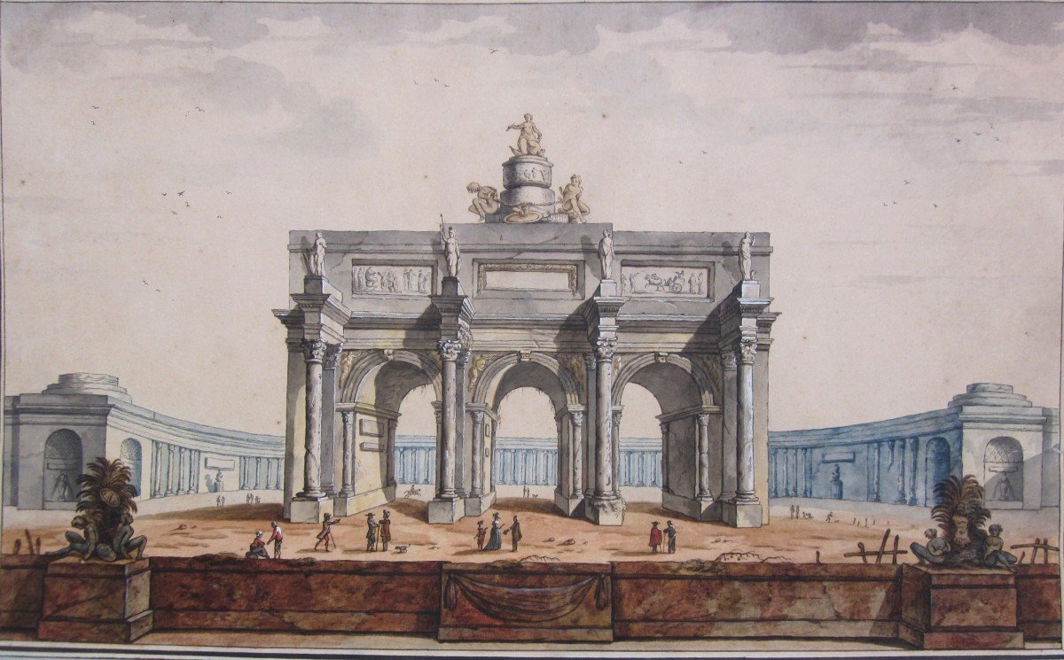 Theater Of The Ancient Romans Watercolor Early 19th Century