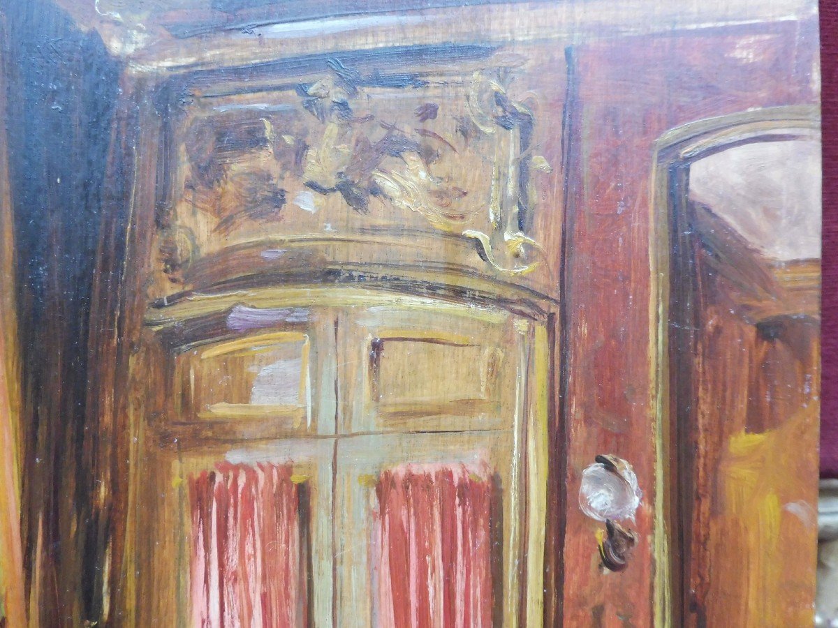 Marcel Jambon 1848-1908 Le Salon Du Club Des Chemins De Fer Oil On Panel-photo-4