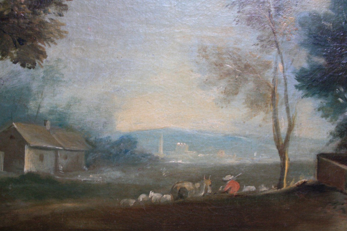 La Lavandière French School Of The 18th Century Oil On Canvas-photo-1