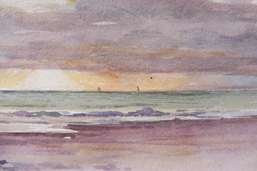 Georges Ricard-cordingley 1873-1939 Trawler Late Afternoon Watercolor-photo-3