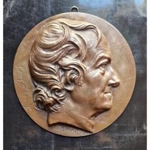 Pierre Jean David d'Angers 1788-1856 Portrait Of Jean-baptiste Biot Bronze Medallion