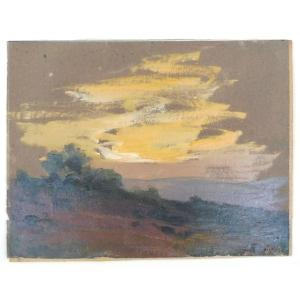 Georges Ricard-cordingley 1873-1939 Sunset In Mougins Oil On Paper